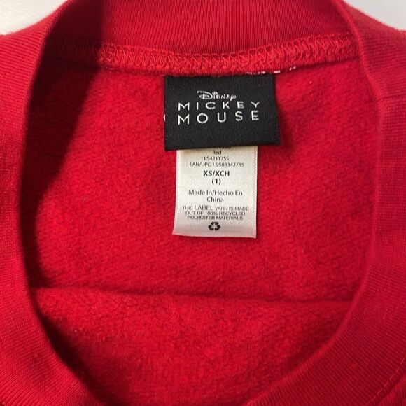 Disney Mickey Minnie Christmas Sweatshirt Red Holiday Crewneck Sz XS - Picture 2 of 6